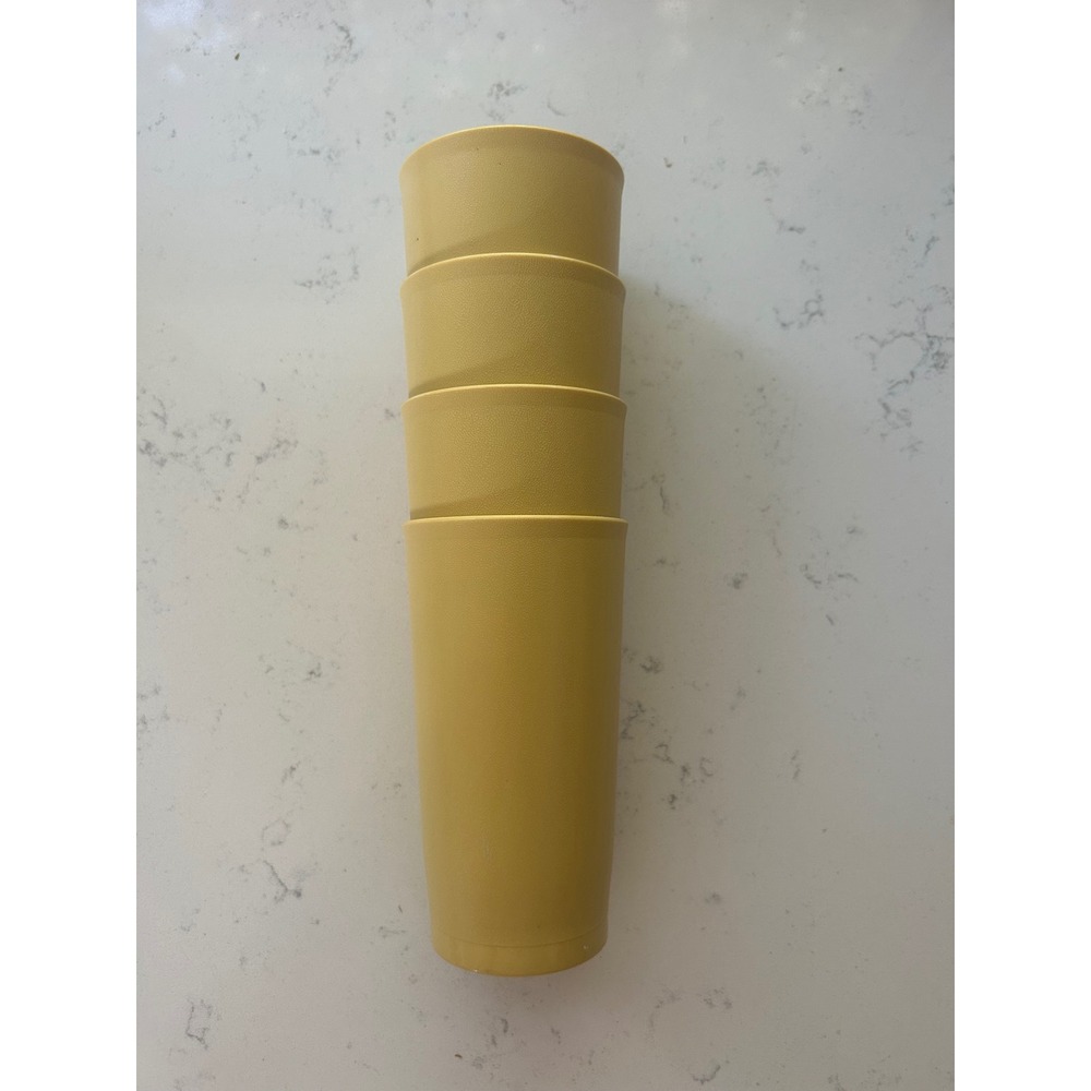 Vintage Tupperware Drinking Cups Set of 4 Gold Color 873-12 Made in USA‎